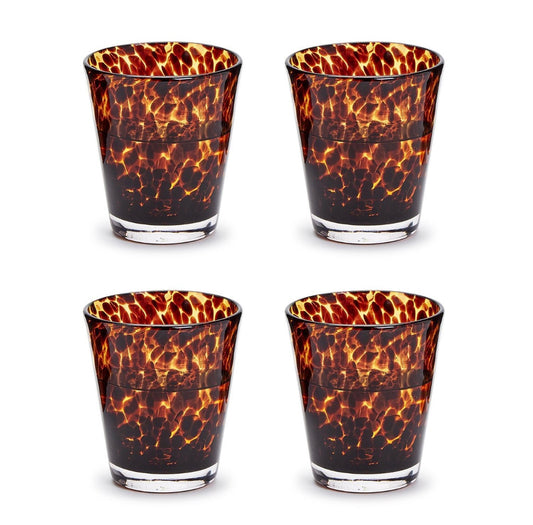 Set of 4 Tortoise Double Old Fashioned Glasses